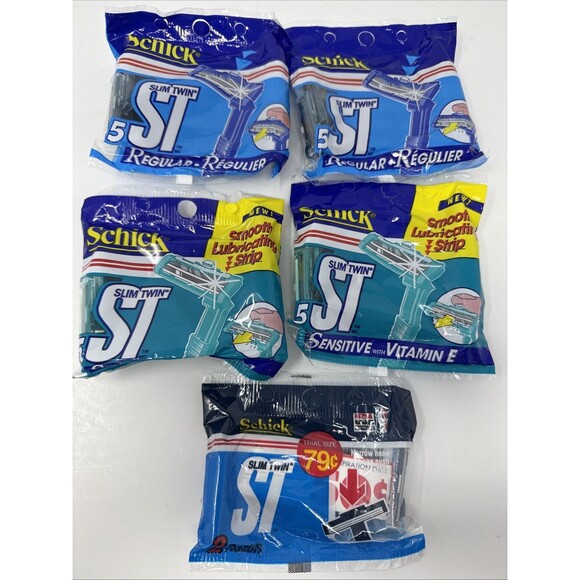 22 NOS Schick Slim Twin Disposable Razors Sensitive & Regular Vintage NEW - Picture 1 of 7